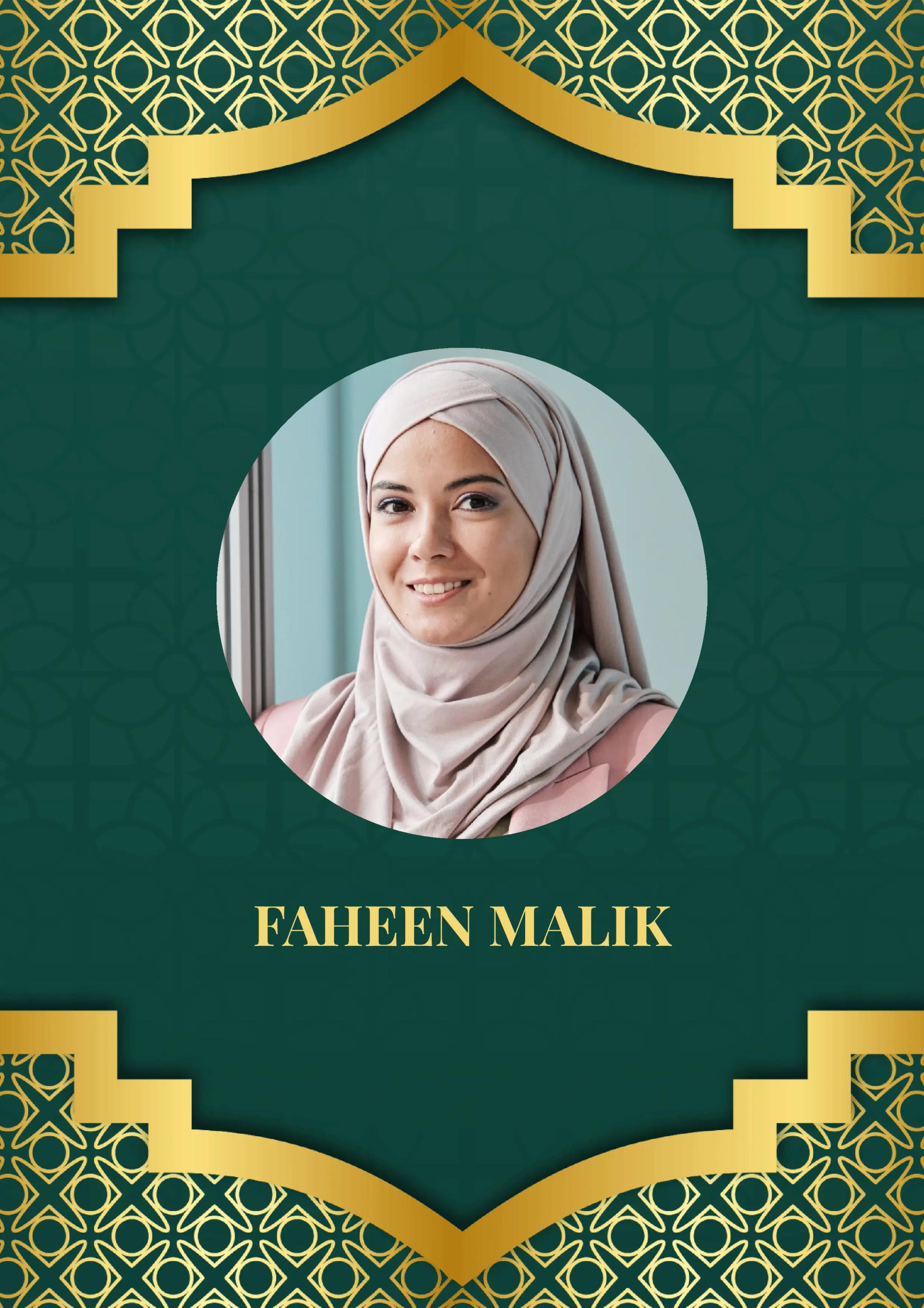 Two-page royal green and gold marriage bio data format for girls with Islamic design, perfect for detailed and elegant Muslim matrimonial profiles.